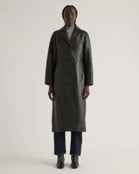 100% Leather Long Trench Coat