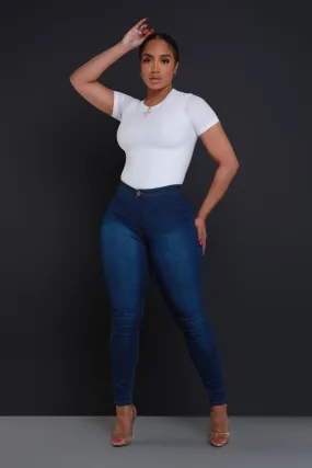 $15.99 Super Swank High Waist Stretchy Jeans - Medium Wash Denim
