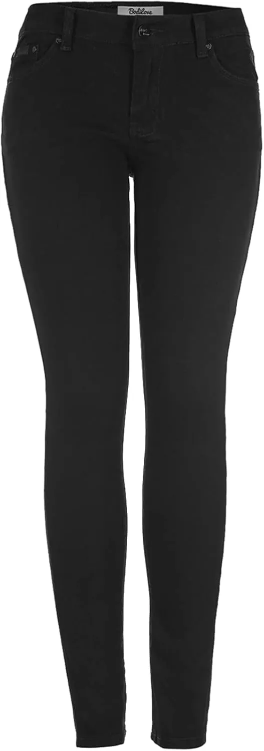2LUV Women's Stretchy 5 Pocket Skinny Jeans Black 5