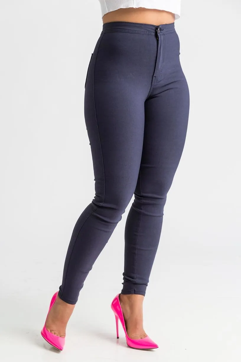 $5 Super Swank High Waist Stretchy Jeans - Navy Blue