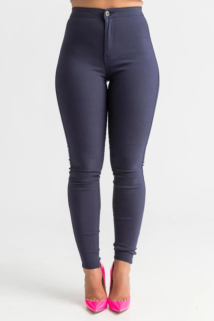 $5 Super Swank High Waist Stretchy Jeans - Navy Blue