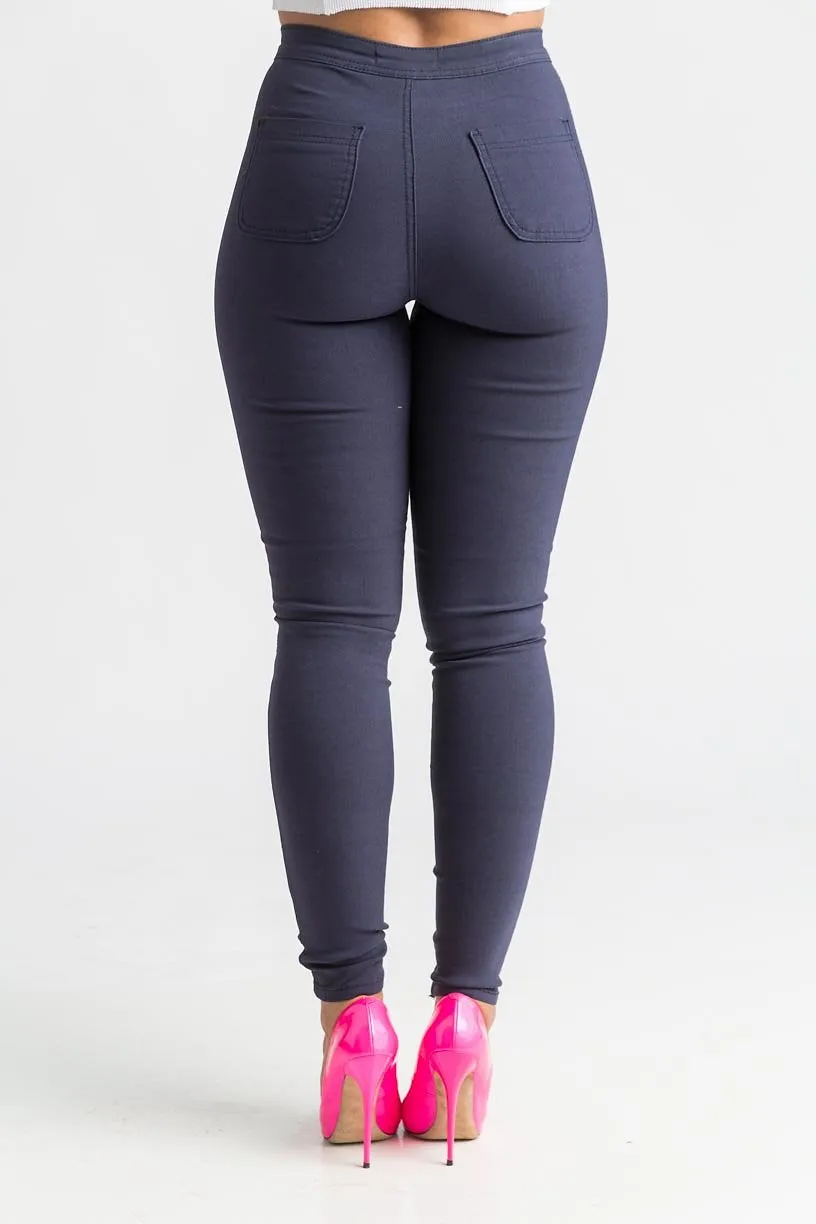 $5 Super Swank High Waist Stretchy Jeans - Navy Blue