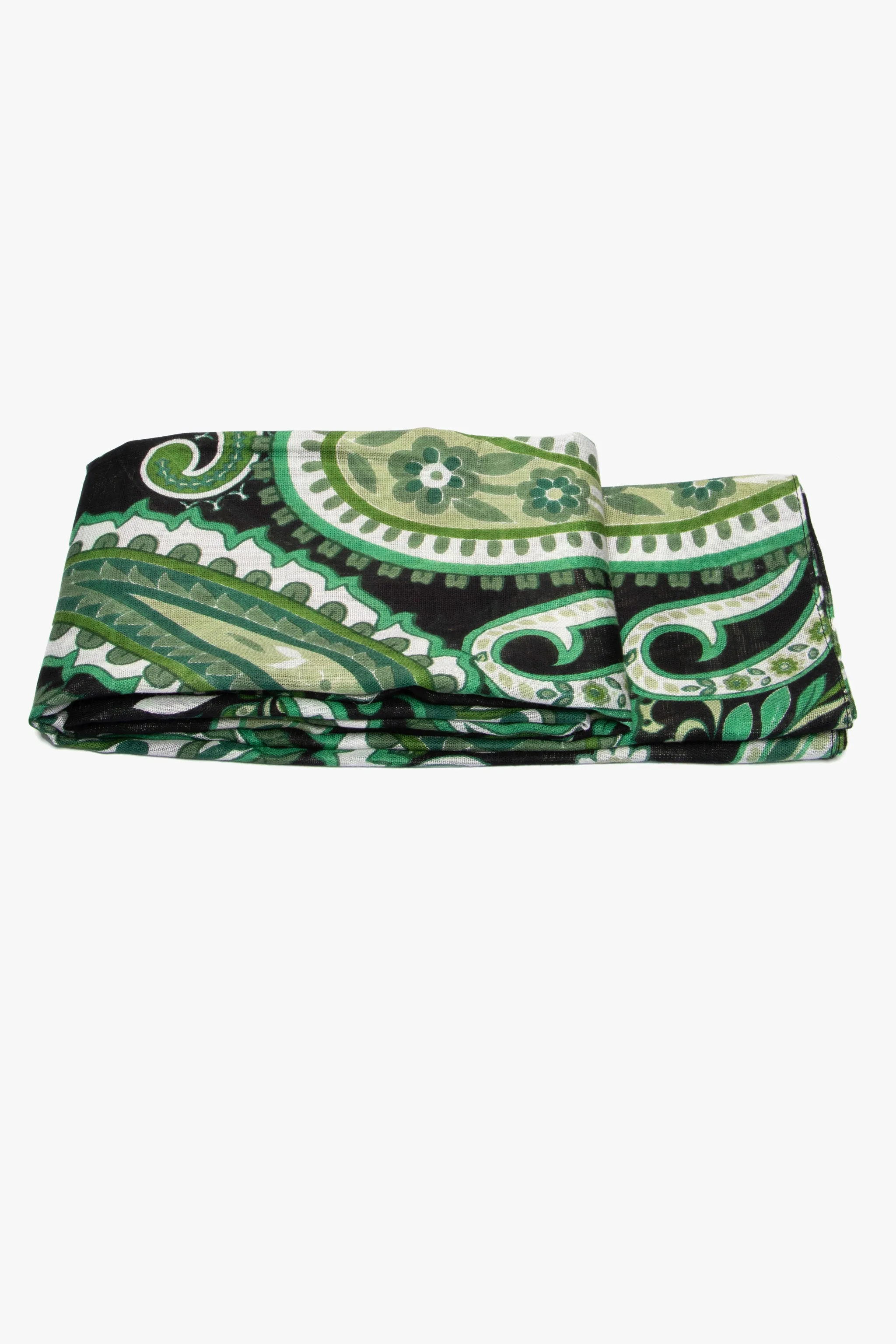 Ashton Lightweight Scarf - Green, Paisley