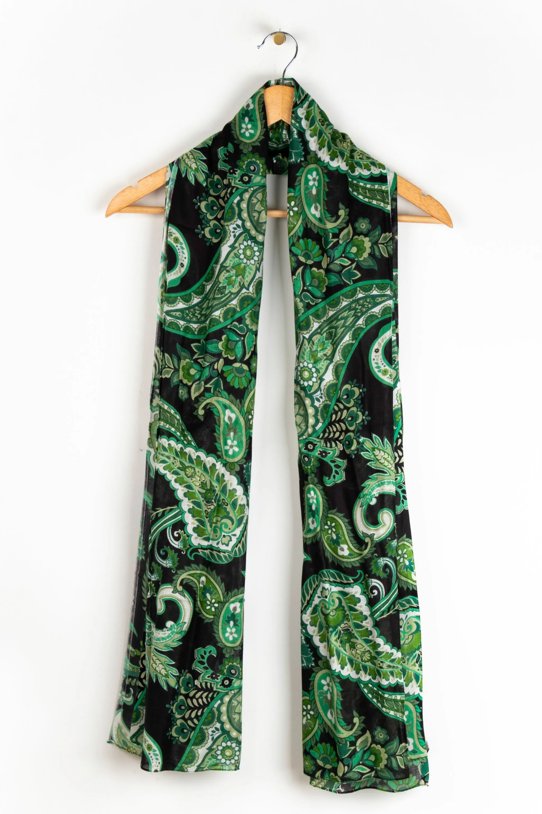 Ashton Lightweight Scarf - Green, Paisley