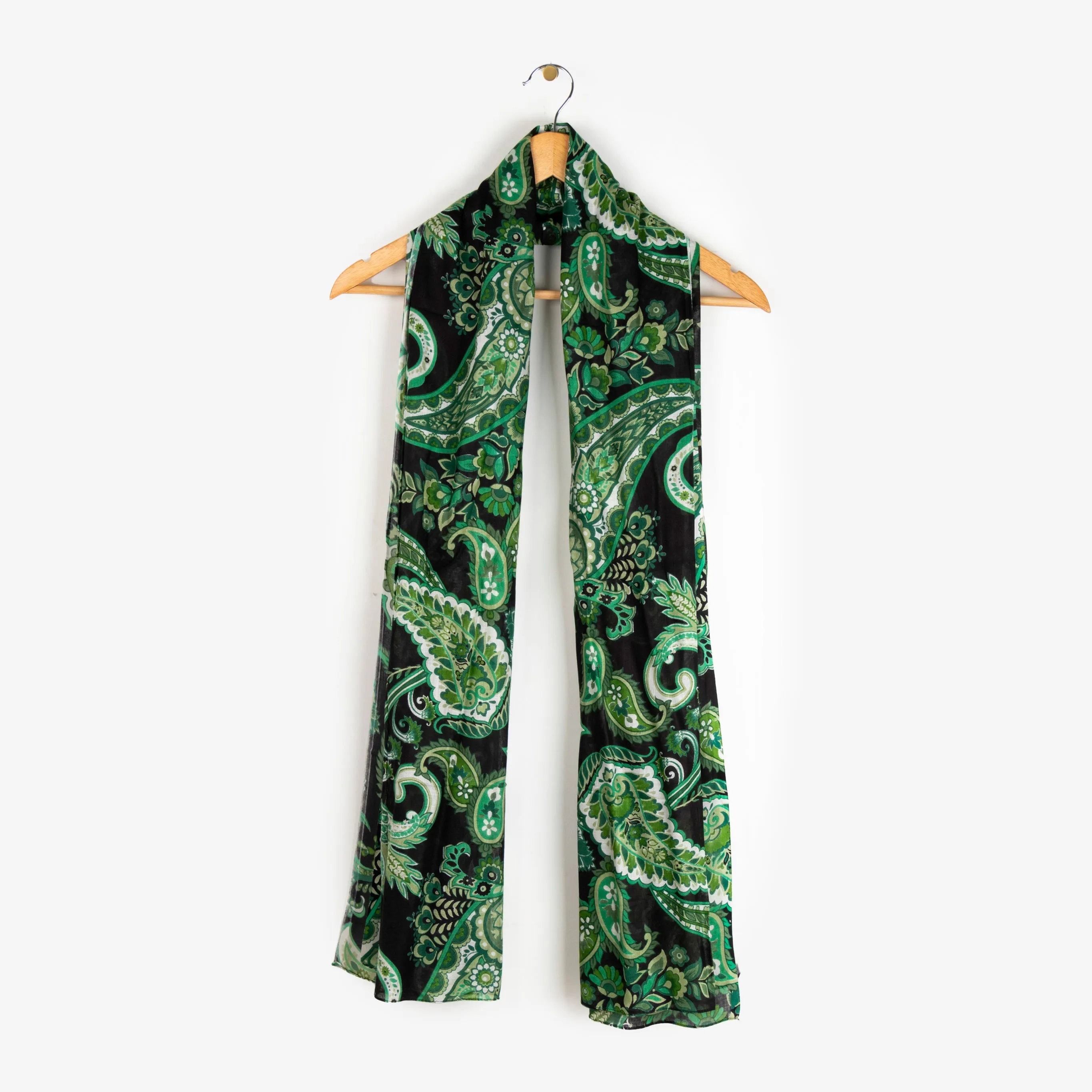 Ashton Lightweight Scarf - Green, Paisley