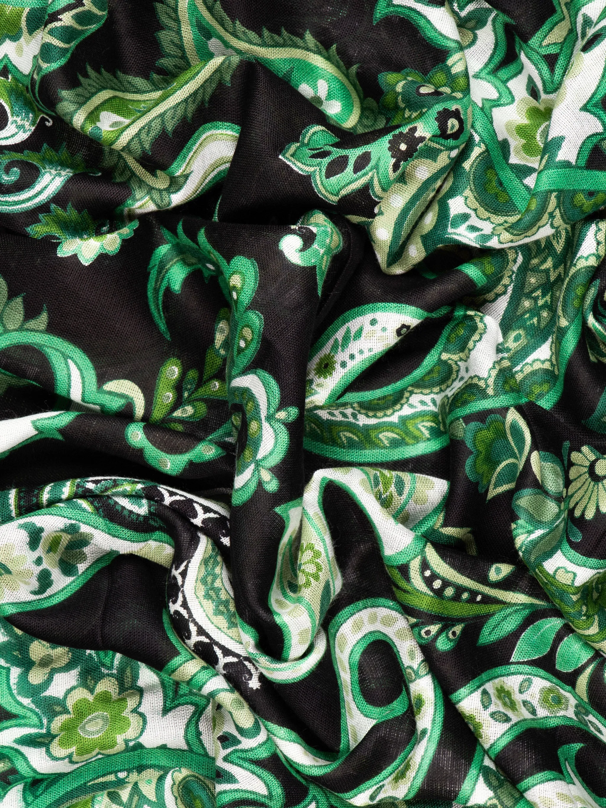 Ashton Lightweight Scarf - Green, Paisley