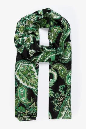 Ashton Lightweight Scarf - Green, Paisley
