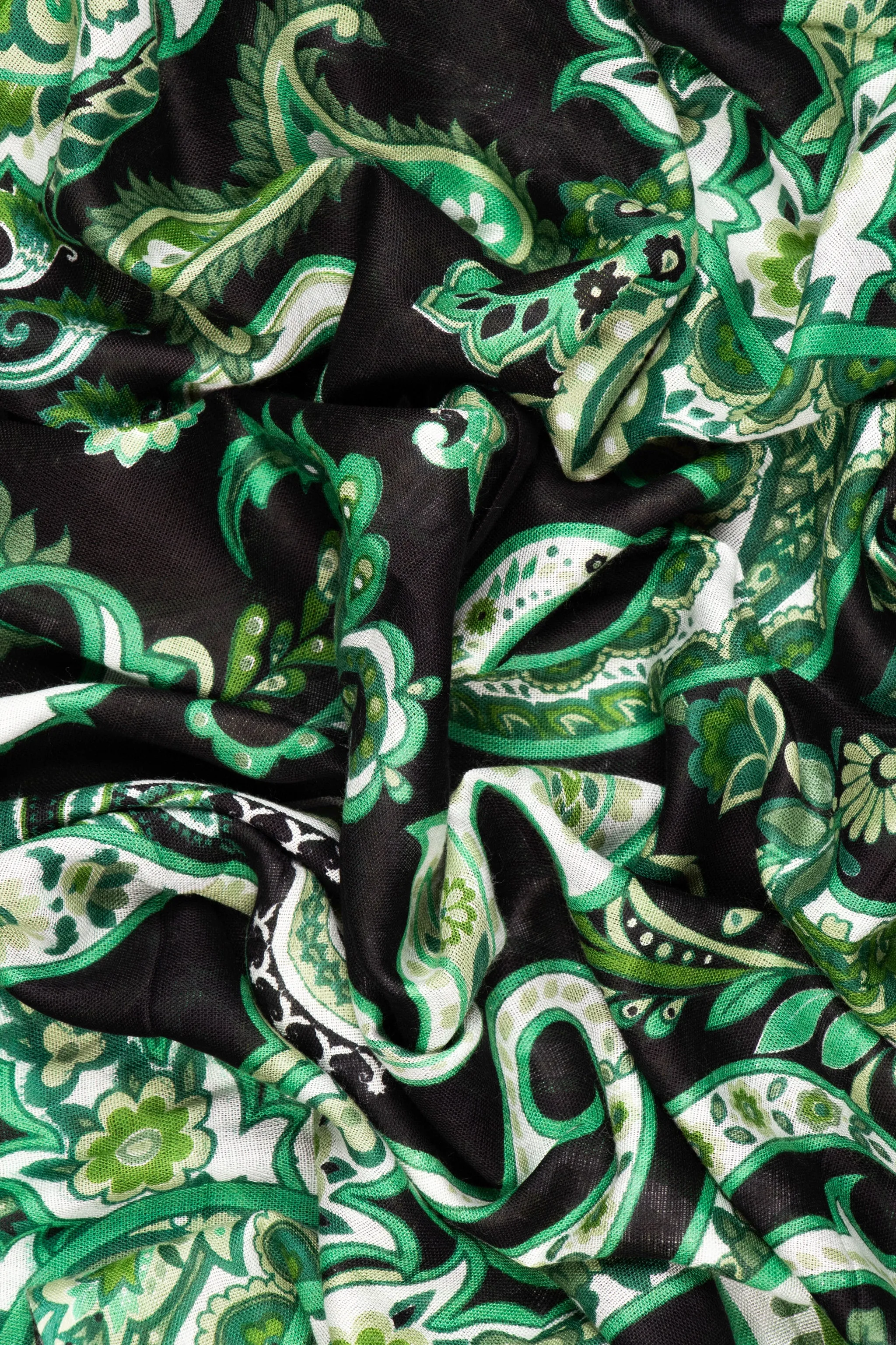 Ashton Lightweight Scarf - Green, Paisley
