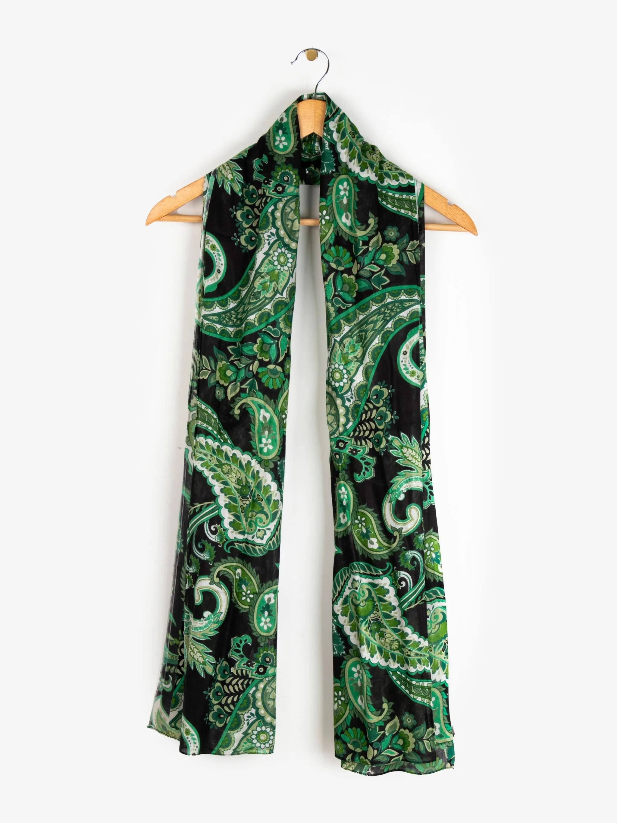 Ashton Lightweight Scarf - Green, Paisley