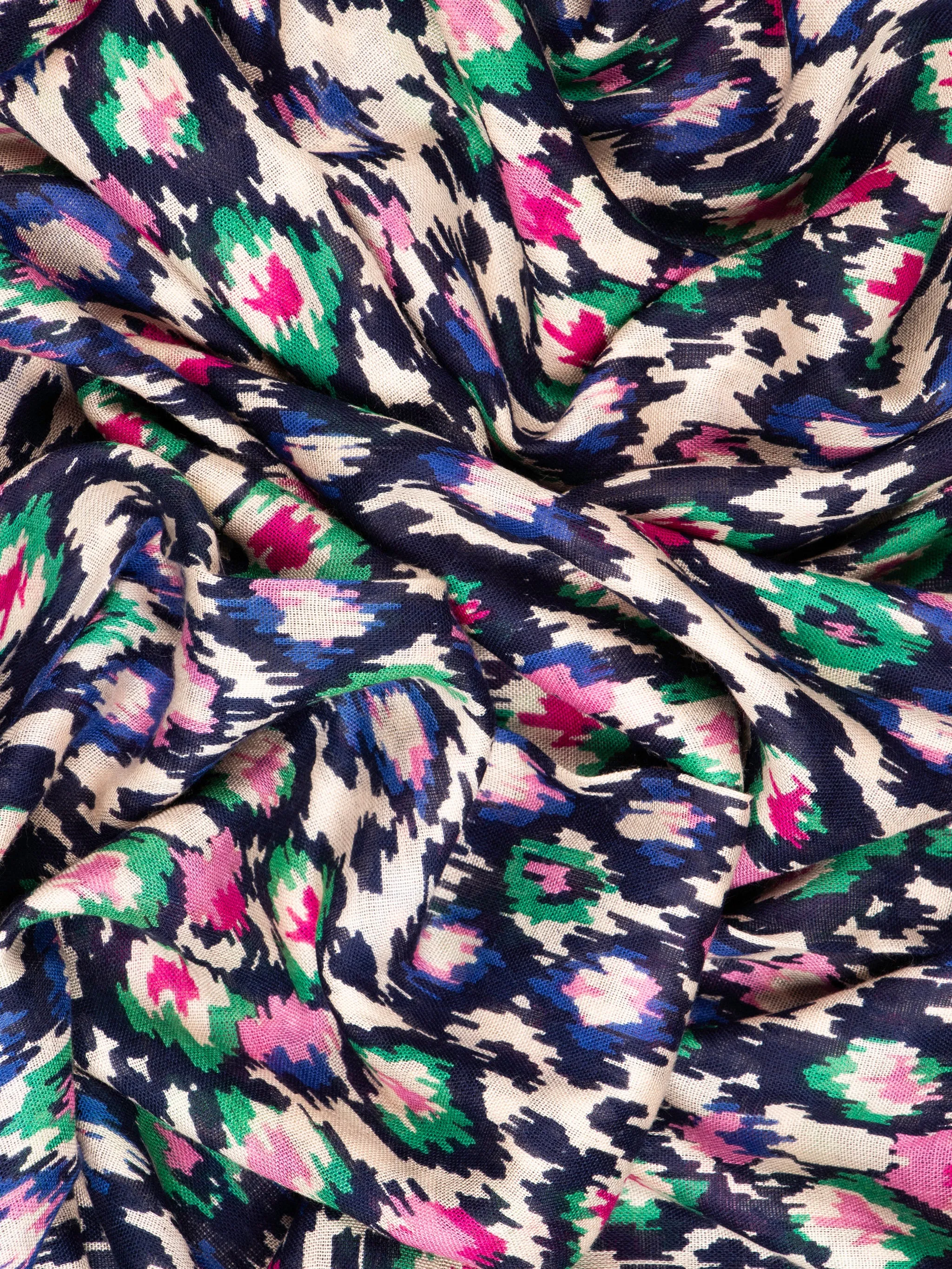 Belle Lightweight Scarf - Navy Blue, Abstract Spot