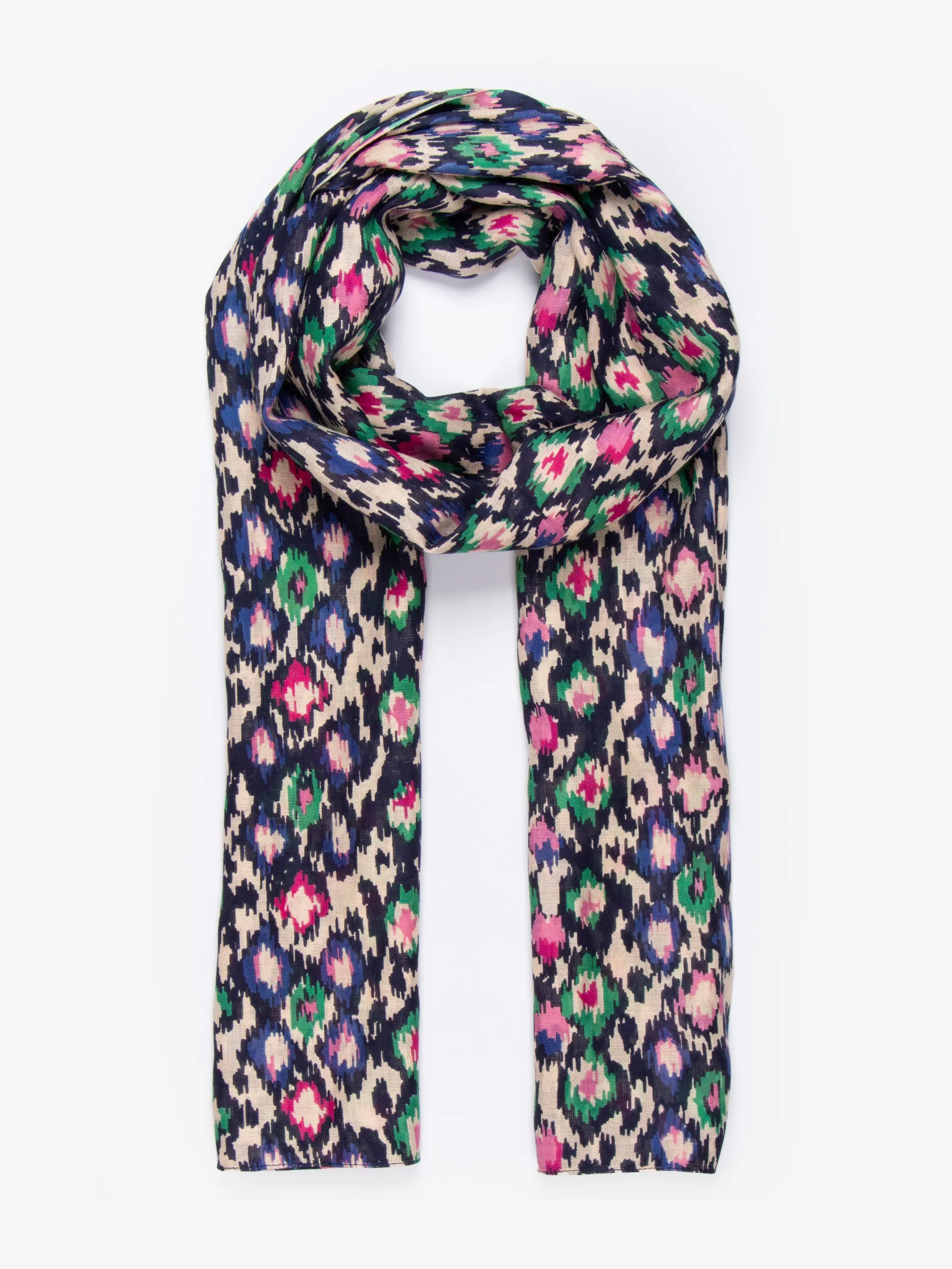 Belle Lightweight Scarf - Navy Blue, Abstract Spot
