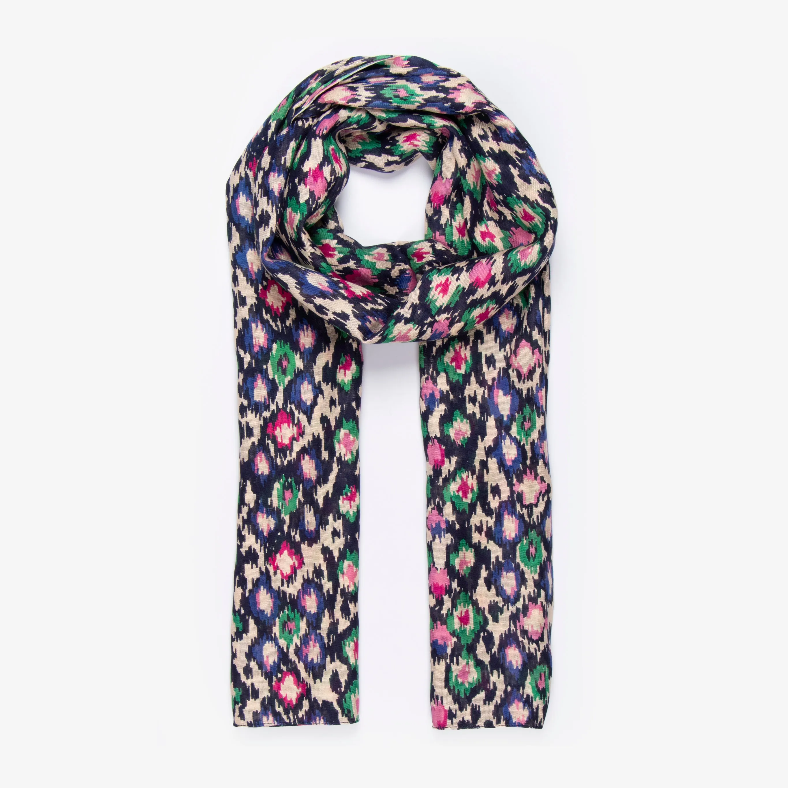 Belle Lightweight Scarf - Navy Blue, Abstract Spot