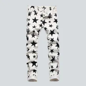 Black star print men jeans
