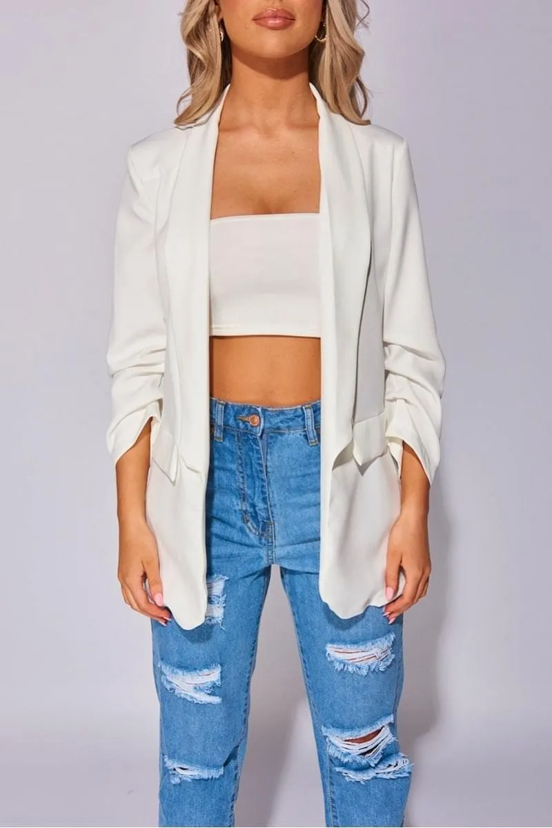 Blazer mit gerafften Ärmeln