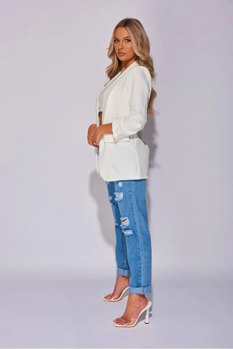 Blazer mit gerafften Ärmeln