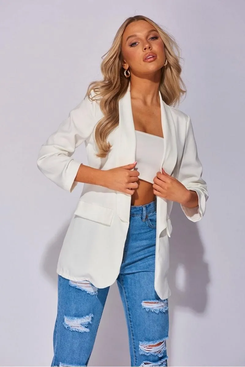 Blazer mit gerafften Ärmeln