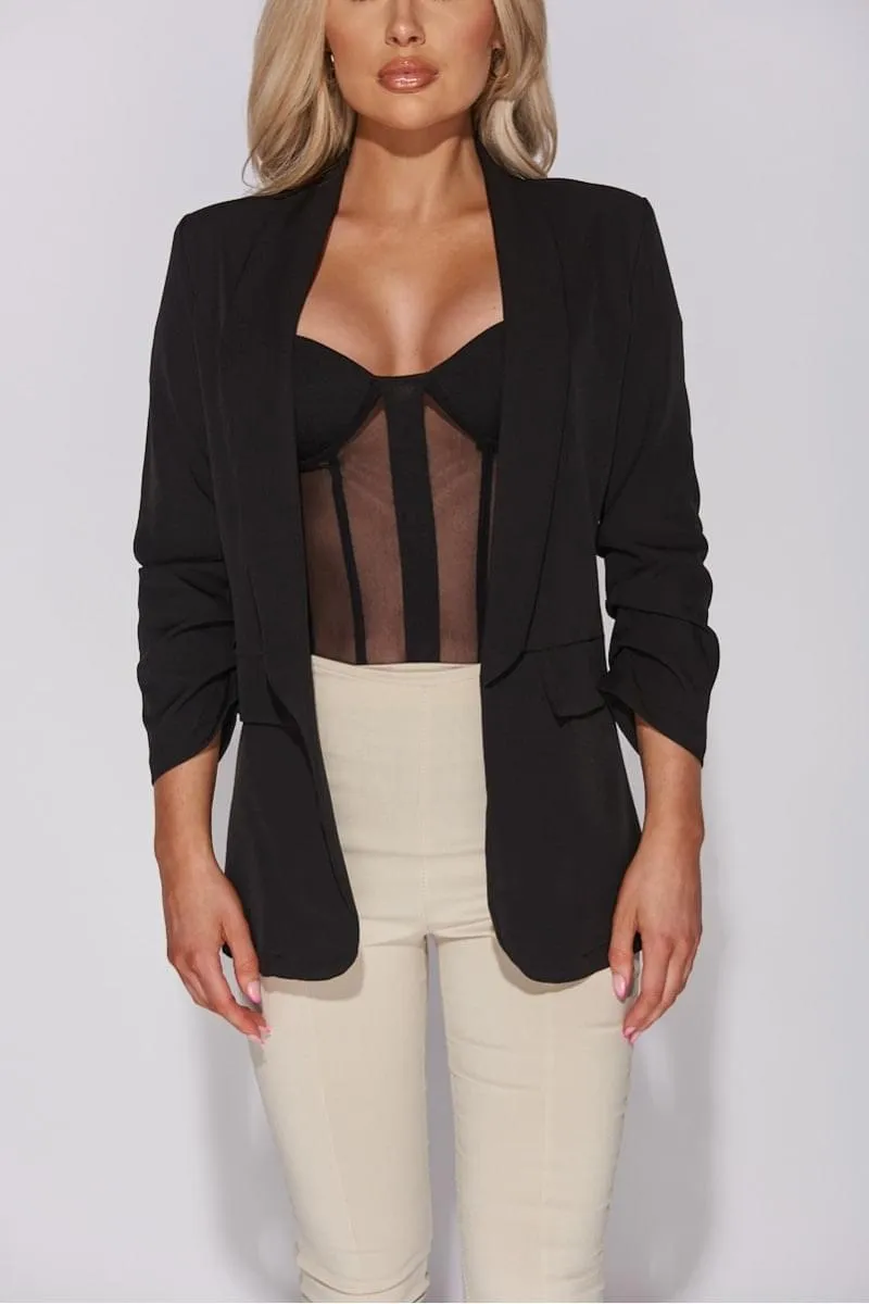 Blazer mit gerafften Ärmeln