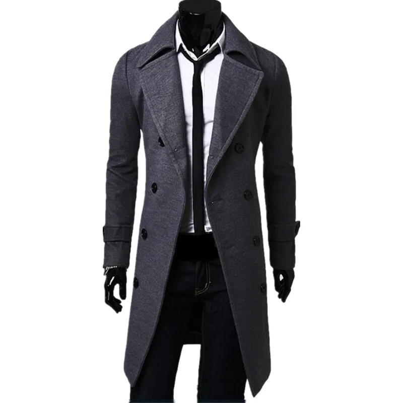 BOLUBAO Winter Casual Trench Coat Mid-Length British Slim Jacket Double-Breasted Solid Color Trench Coat