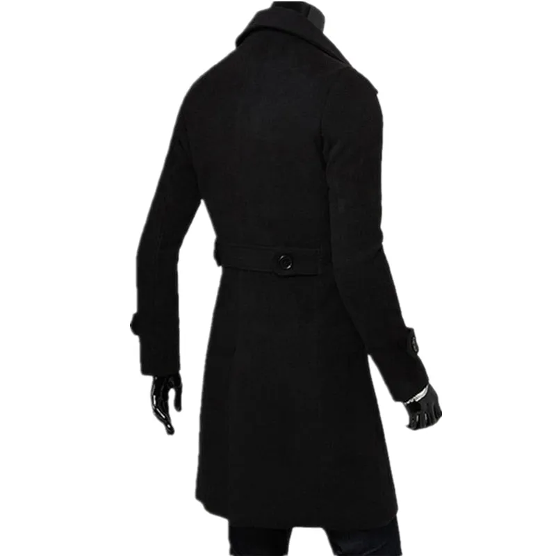 BOLUBAO Winter Casual Trench Coat Mid-Length British Slim Jacket Double-Breasted Solid Color Trench Coat