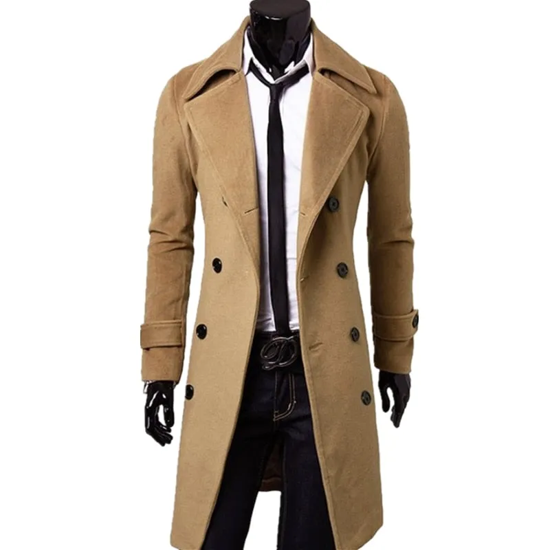 BOLUBAO Winter Casual Trench Coat Mid-Length British Slim Jacket Double-Breasted Solid Color Trench Coat