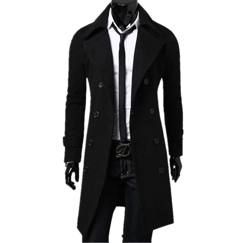 BOLUBAO Winter Casual Trench Coat Mid-Length British Slim Jacket Double-Breasted Solid Color Trench Coat