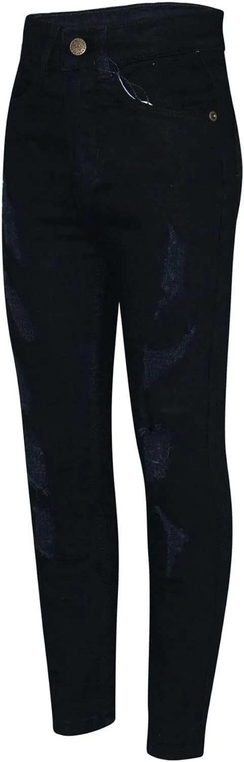 Boys Stretchy Jeans Kids Ripped Denim Skinny Jeans Pants Trousers Age 5-13 Years