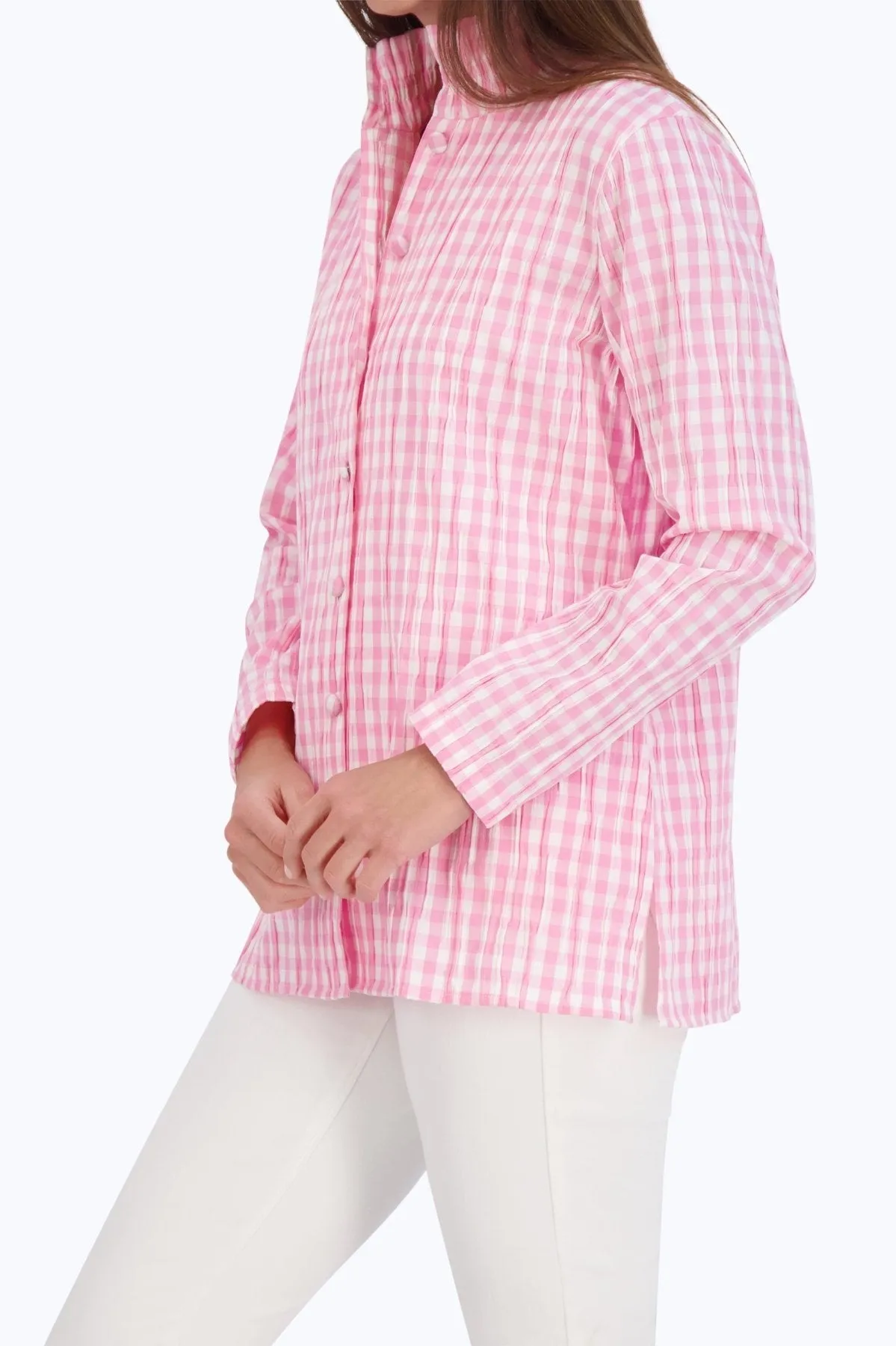 Carolina Crinkle Gingham Shirt Jacket