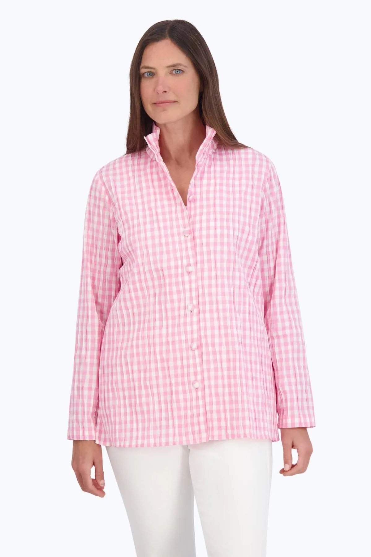 Carolina Crinkle Gingham Shirt Jacket