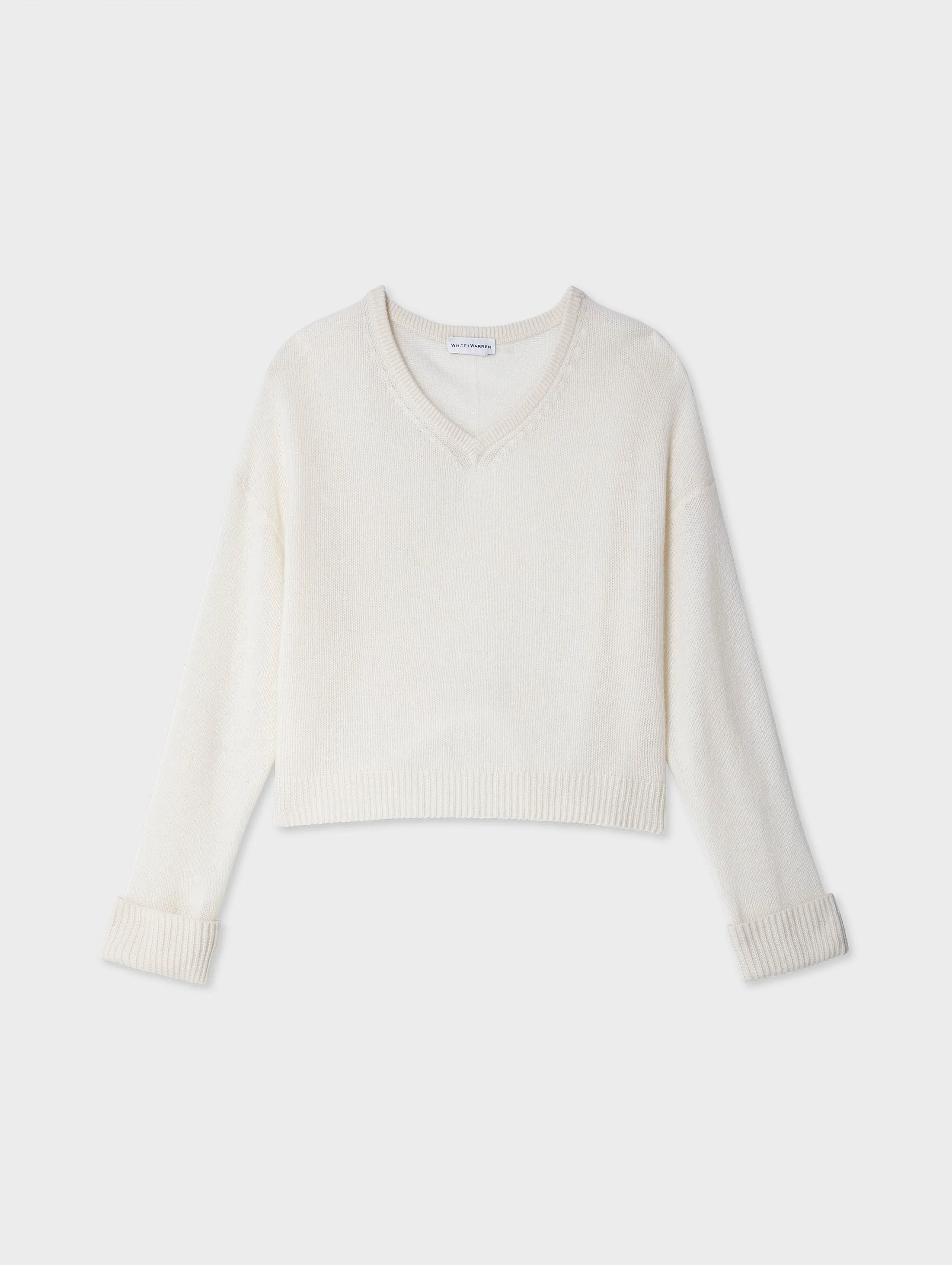 Cashmere Cuffed V Neck