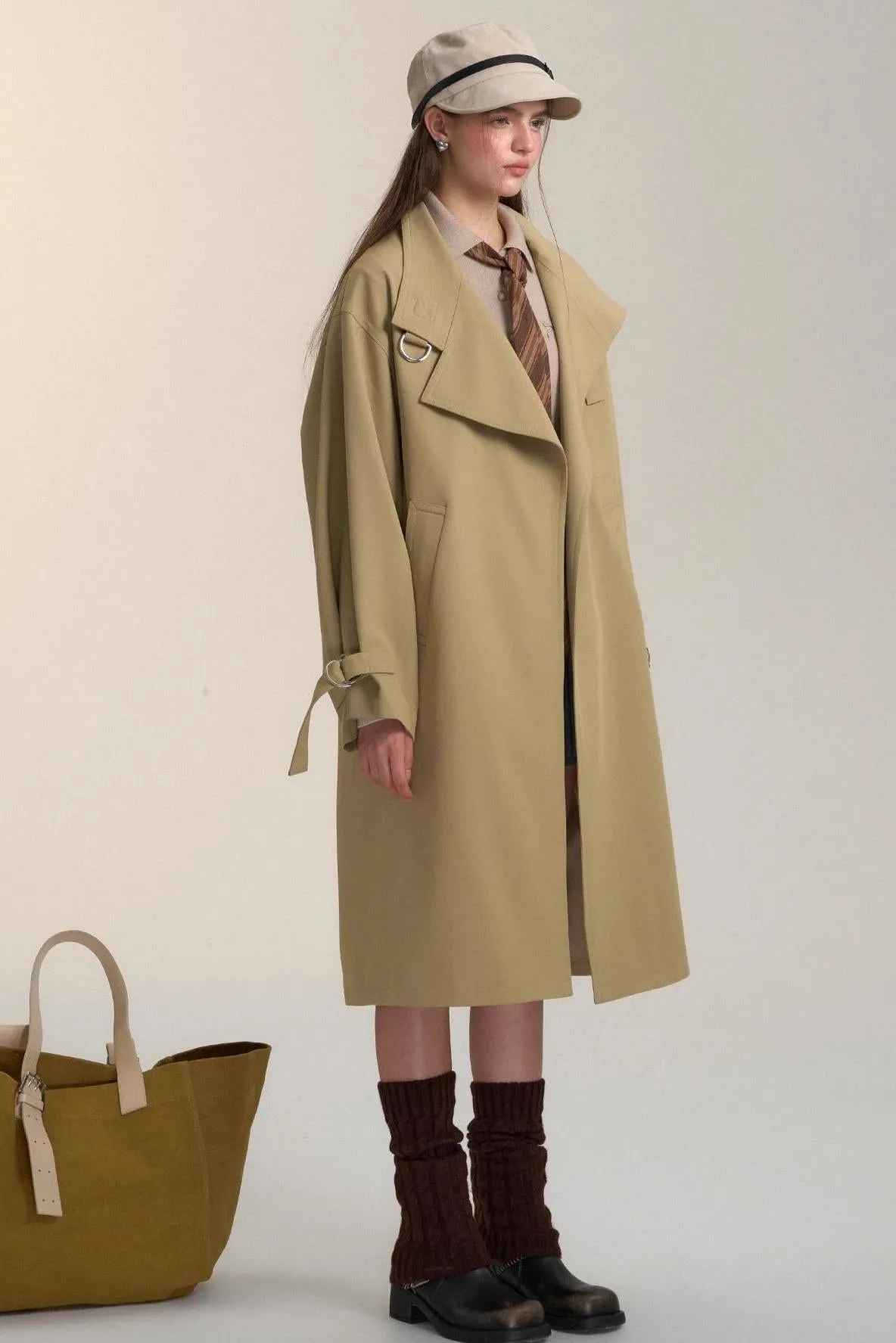 Casual Patchwork Design Trench Coat