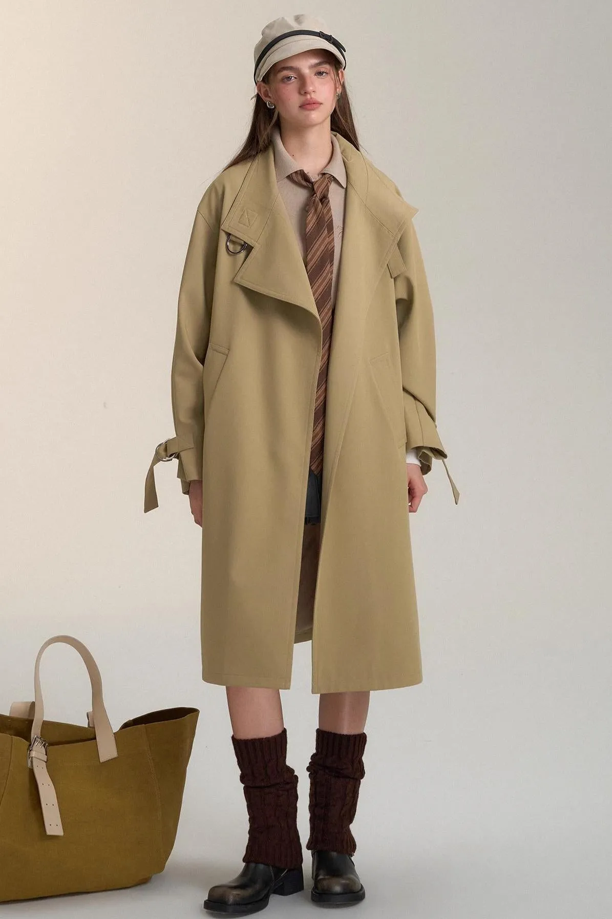 Casual Patchwork Design Trench Coat