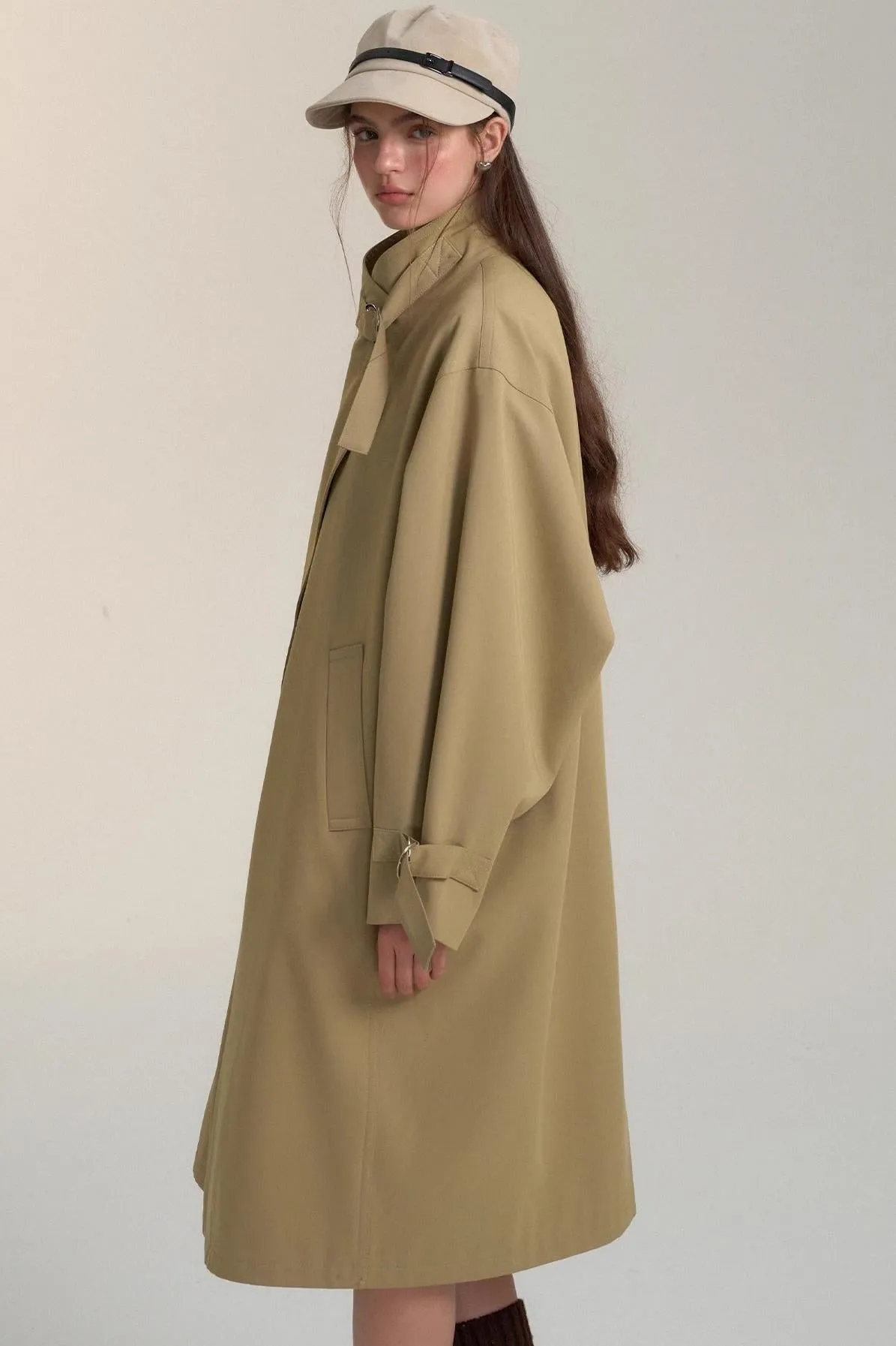 Casual Patchwork Design Trench Coat