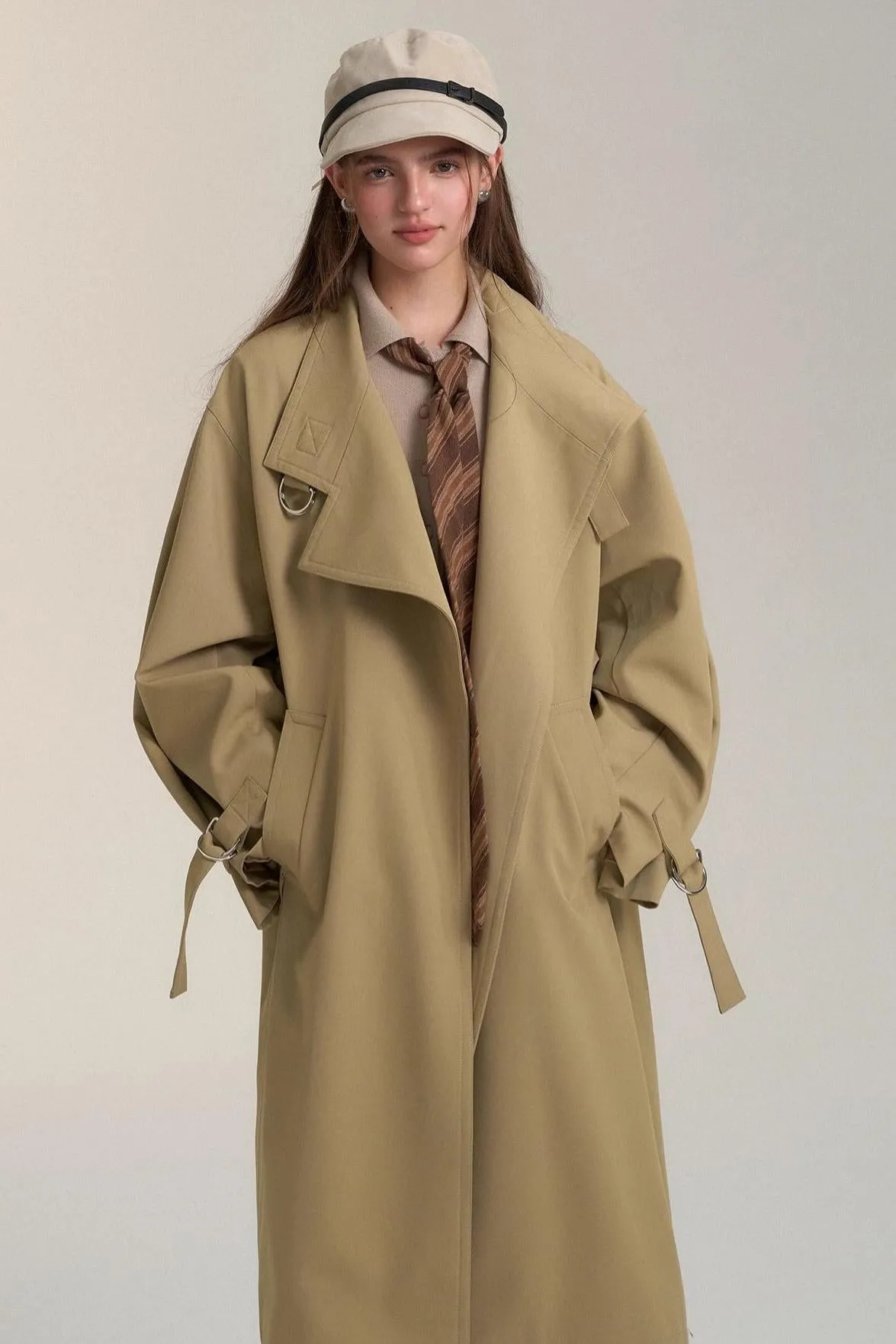 Casual Patchwork Design Trench Coat
