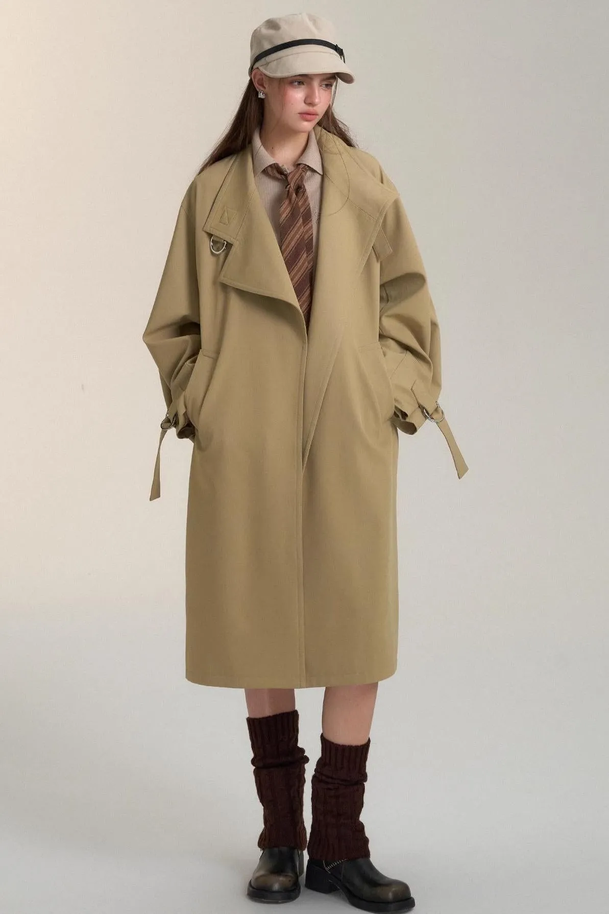 Casual Patchwork Design Trench Coat