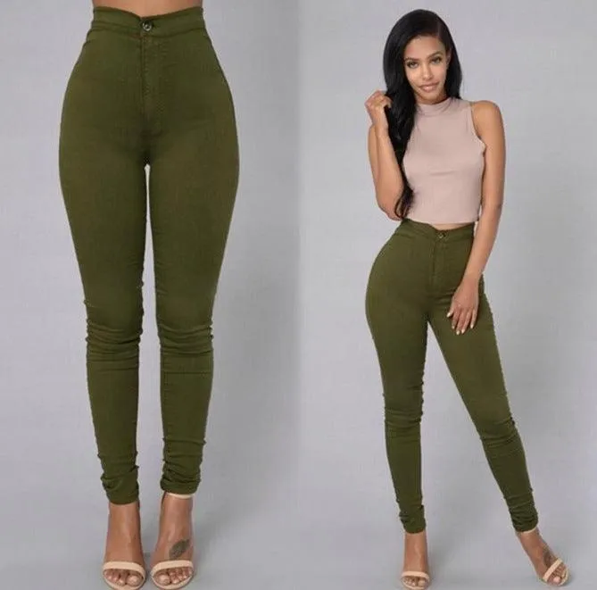 Chic High-Waisted Slim-Fit Denim Stretchy Skinny Jeans