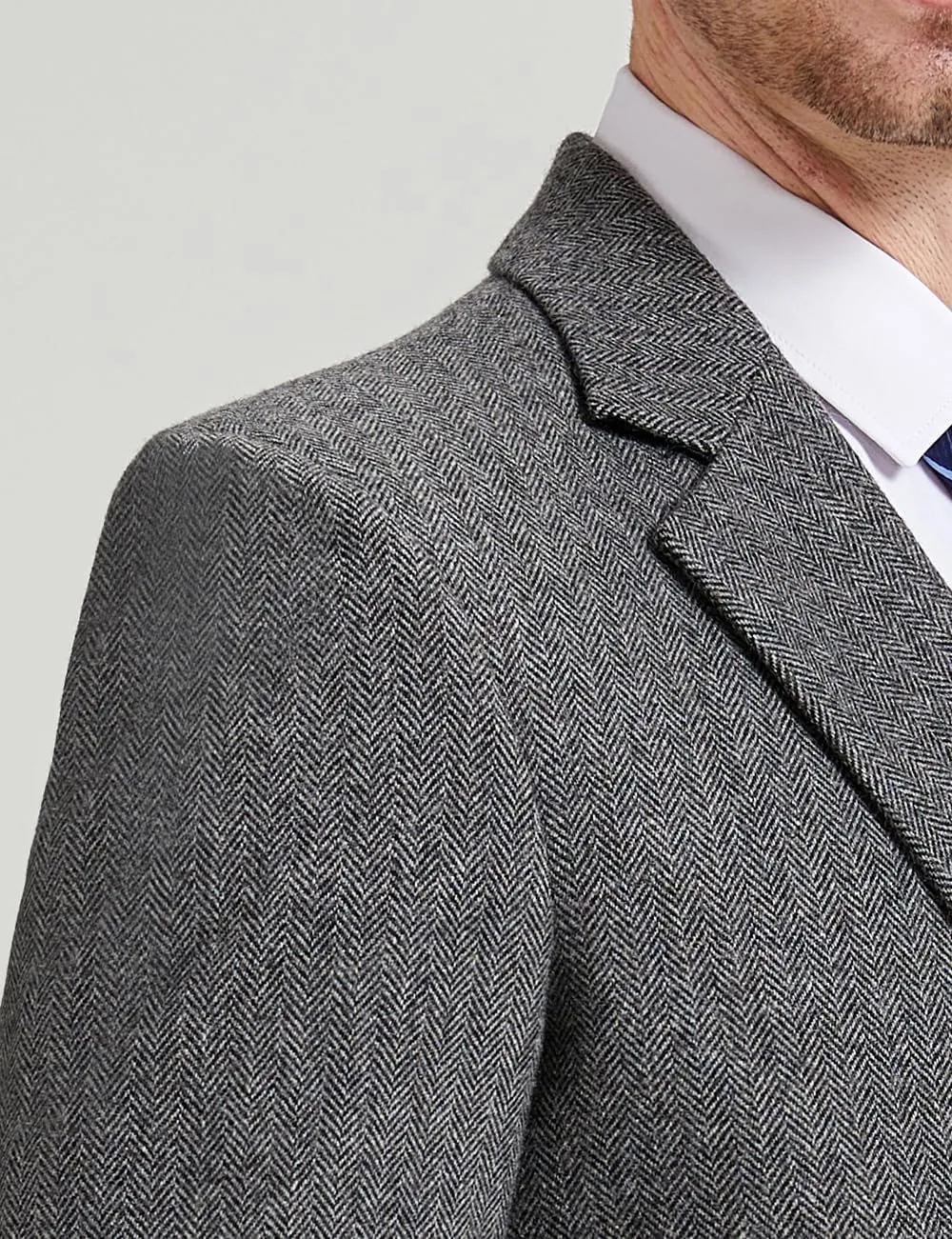 Classic Men's Regular Fit 3 Piece British Tweed Woven Suits Tuxedos Blazer Vest Pants for Wedding