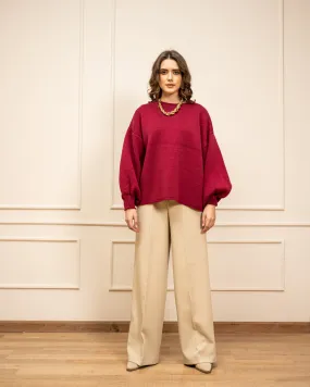 CLASSIC WIDE LEG PANT -BEIGE