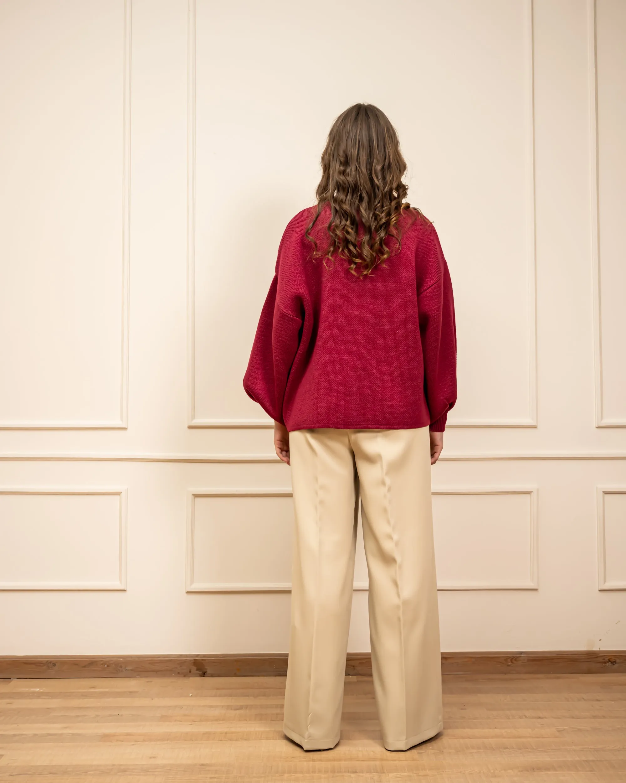 CLASSIC WIDE LEG PANT -BEIGE