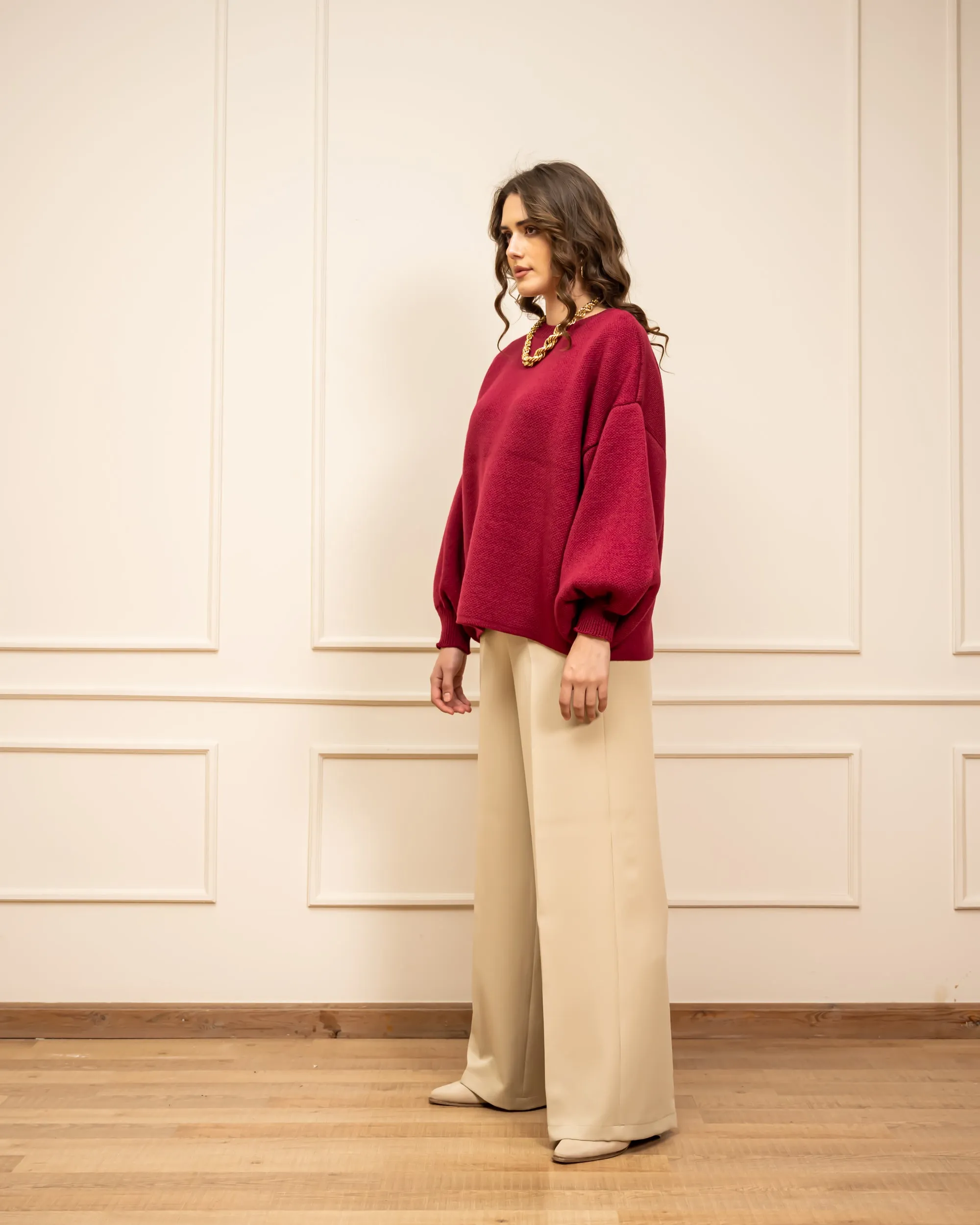 CLASSIC WIDE LEG PANT -BEIGE