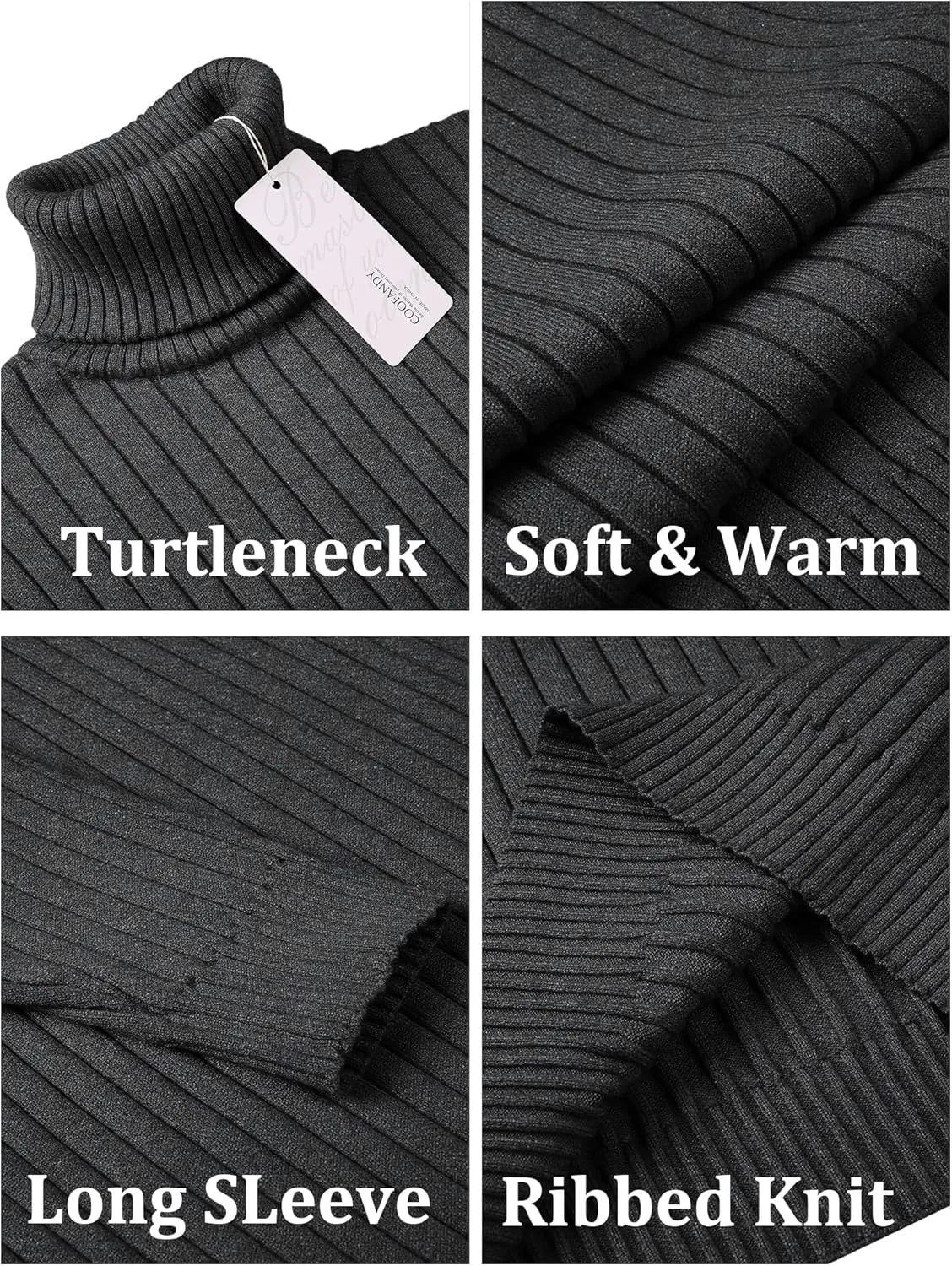 COOFANDY Men's Slim Fit Turtleneck Sweater Casual Pullover Sweater Lightweight Ribbed Sweater