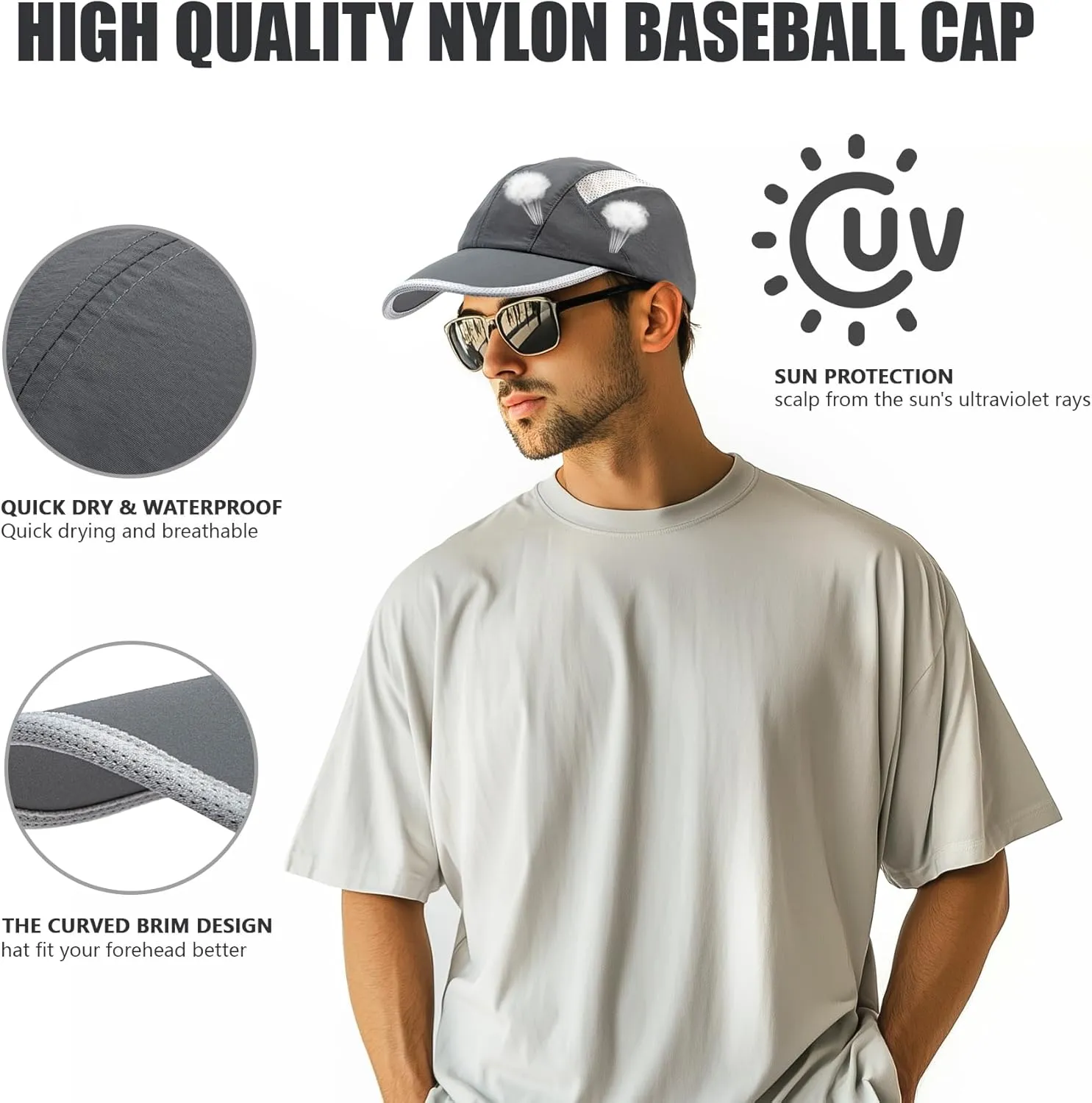 Croogo Quick Dry Mesh Baseball Cap Breathable Running Dad Hats Waterproof Lightweight Sports Cap Sun Hat Snapback Fitted Cap