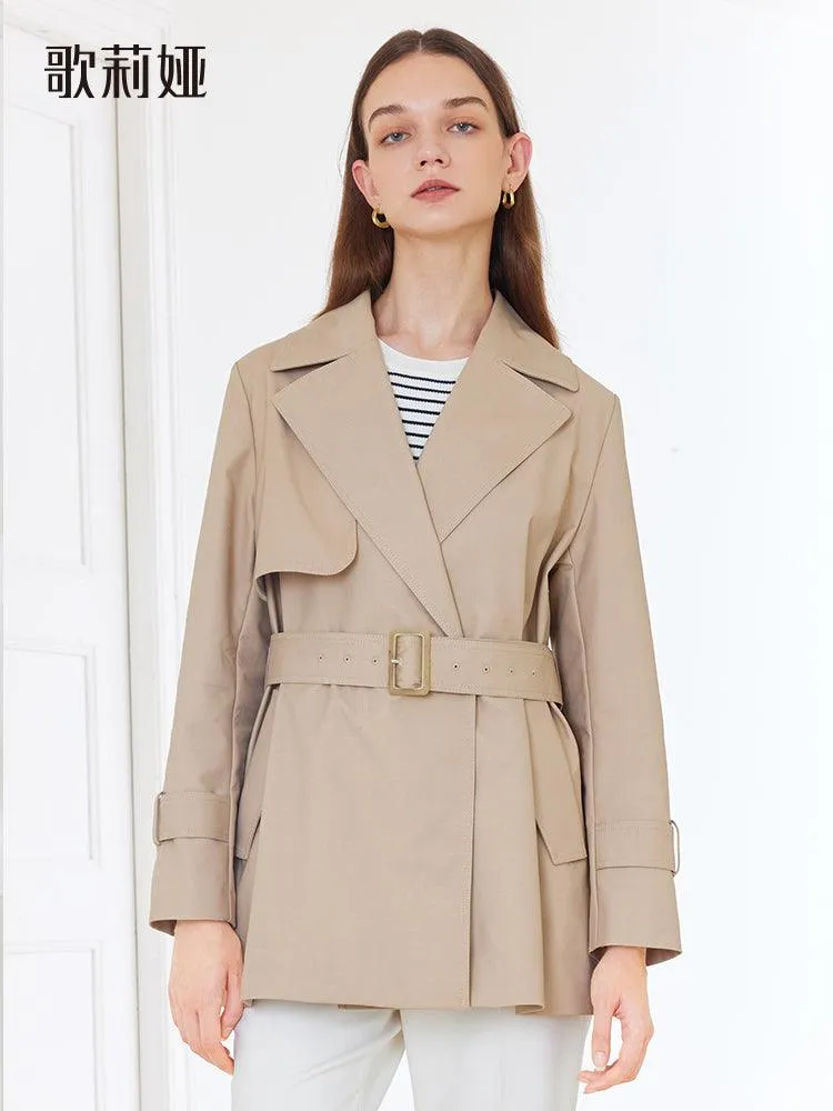 Crop Women Trench Coat With Belt