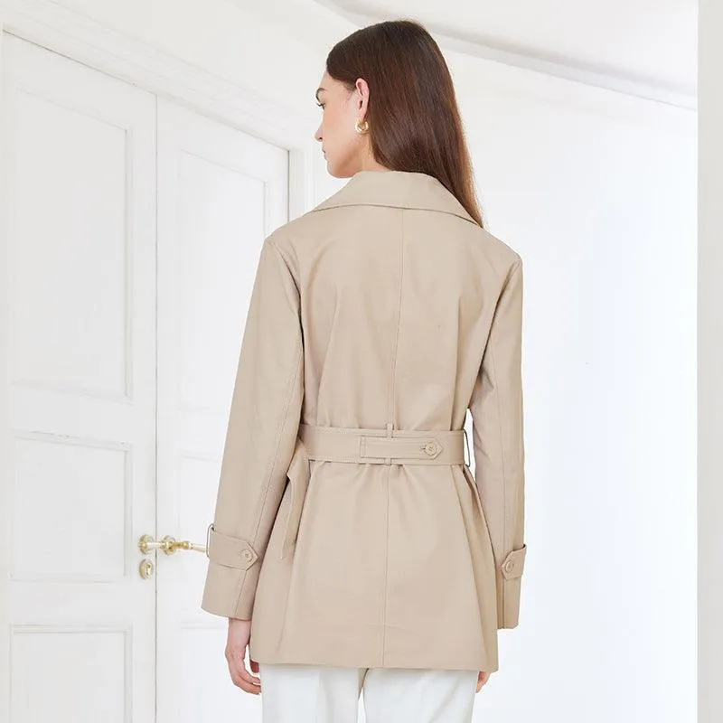 Crop Women Trench Coat With Belt