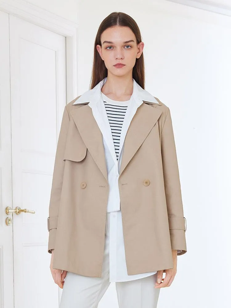 Crop Women Trench Coat With Belt