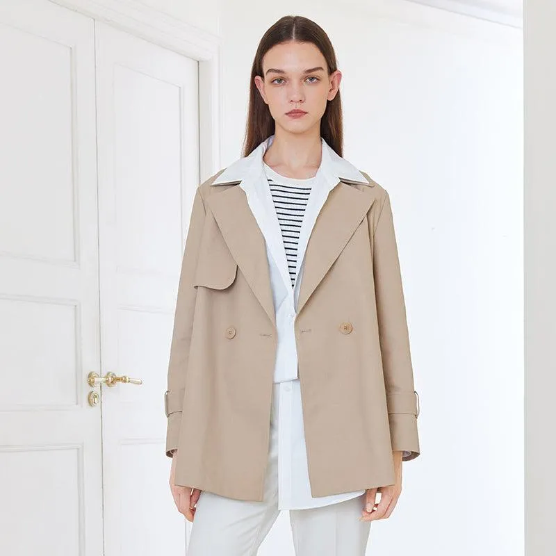 Crop Women Trench Coat With Belt