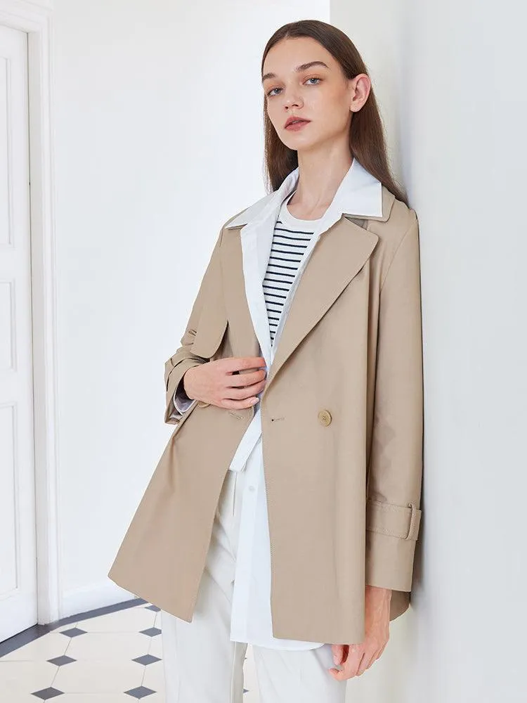 Crop Women Trench Coat With Belt