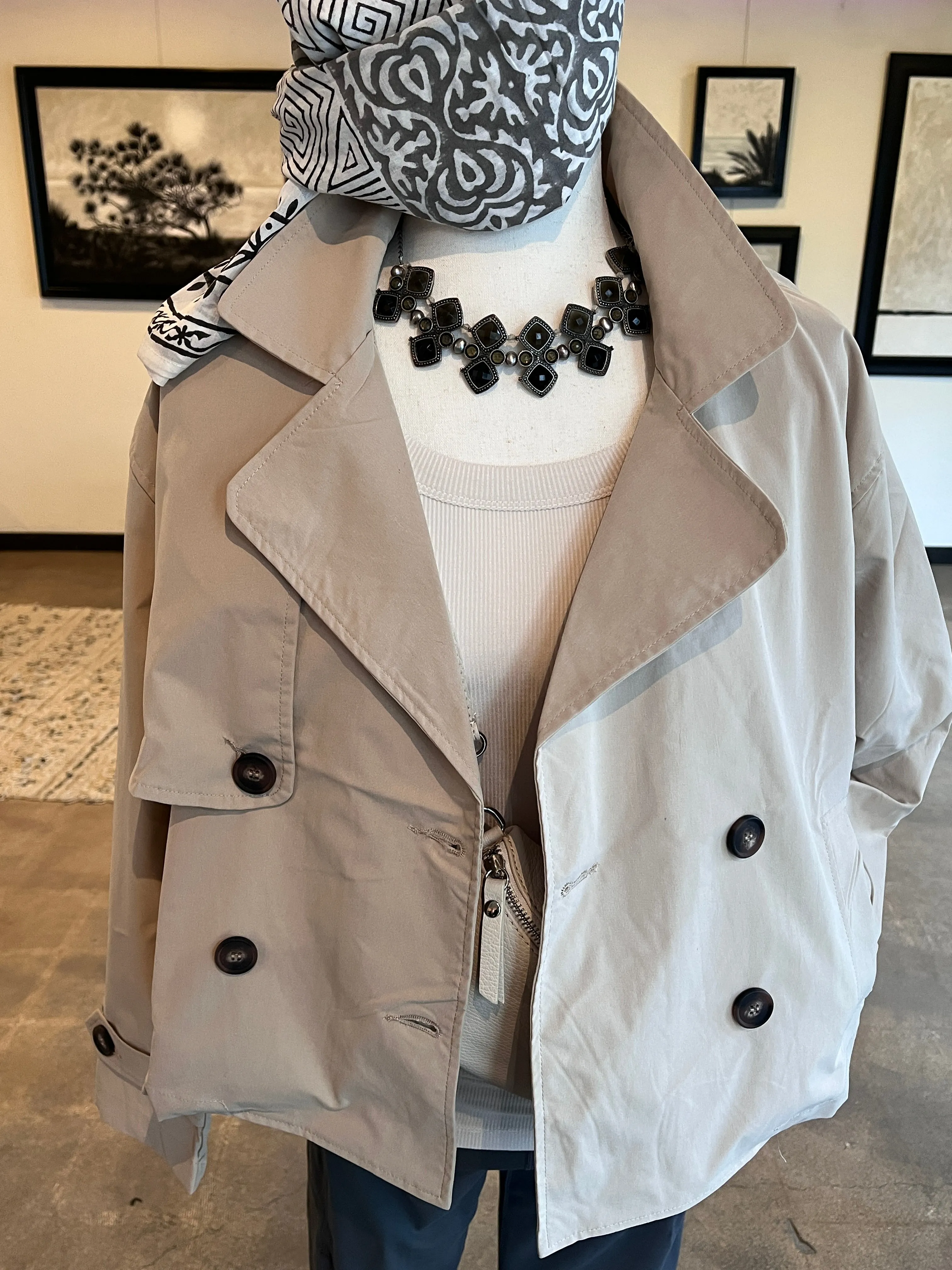 Double Breasted Short Trench Jacket