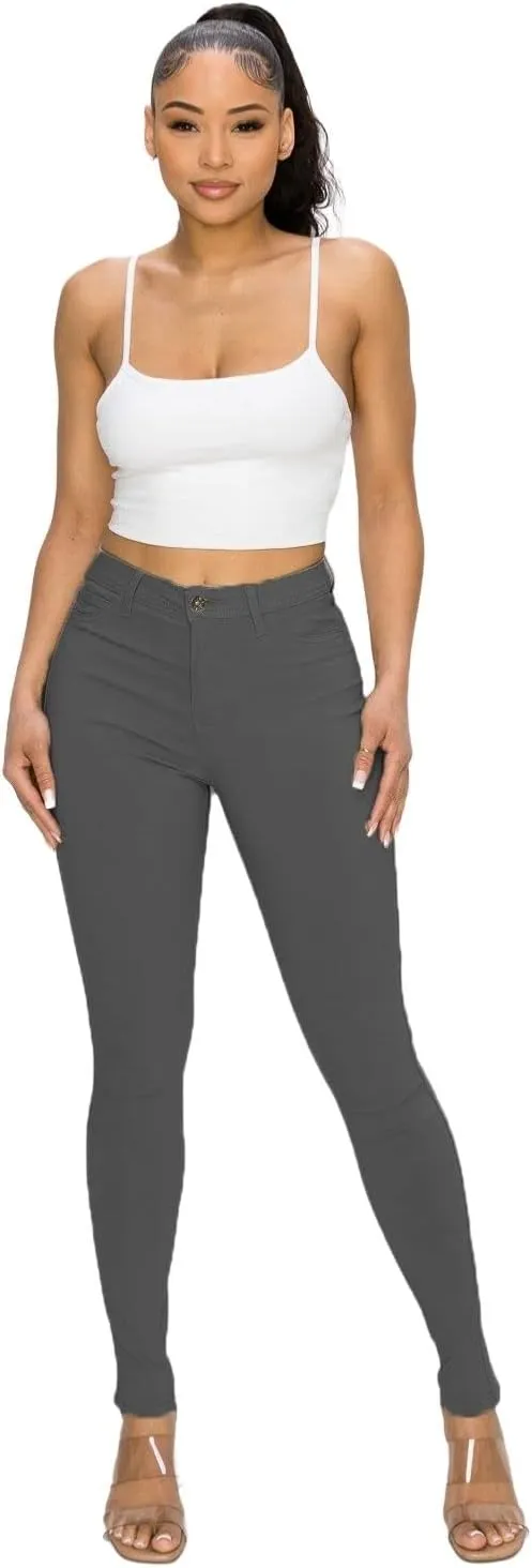 FASHION-LAND High Waisted-Rise Colored Jeans Ripped Destroyed Distressed Stretchy