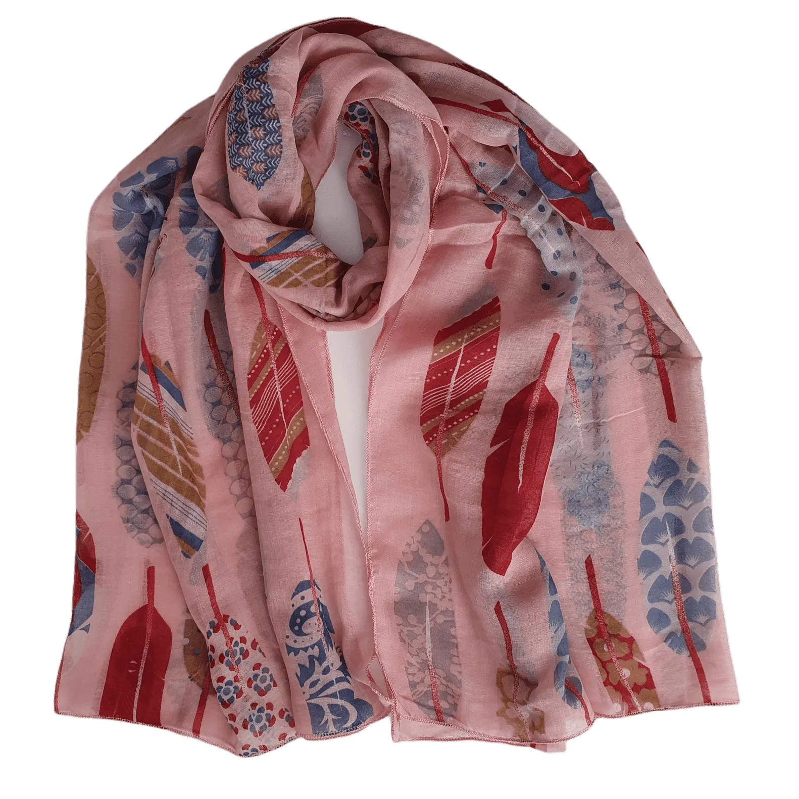 Feather Print Scarf - Pink