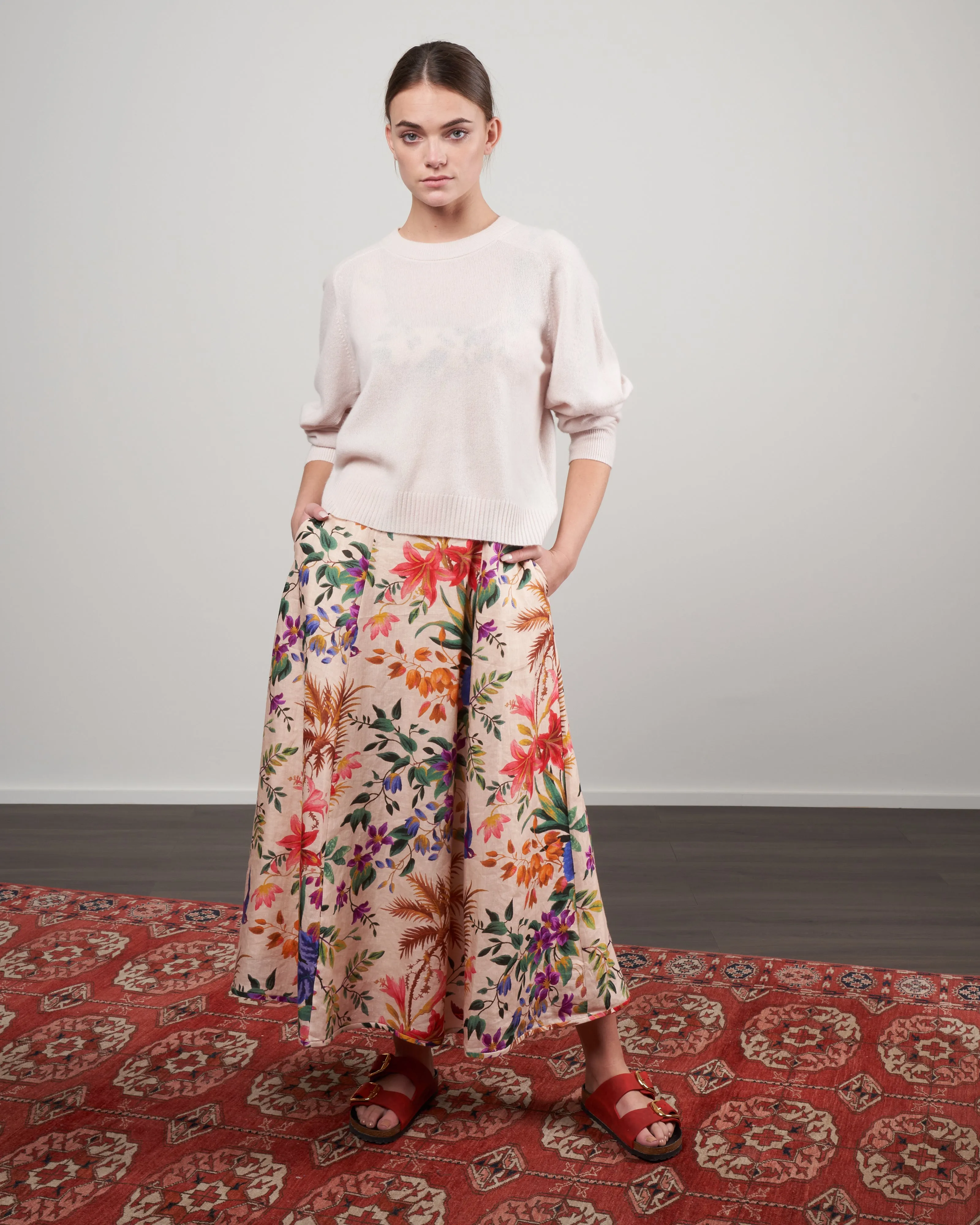 featherweight cashmere sweater open sleeve cocoon - butter cream